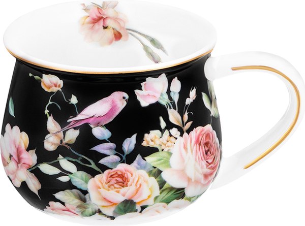 Кружка Elan Gallery Певчие птички на черном / 730828 - фото