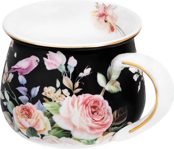 Кружка Elan Gallery Певчие птички на черном / 730828