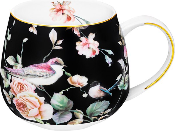 Кружка Elan Gallery Певчие птички на черном / 730832 - фото
