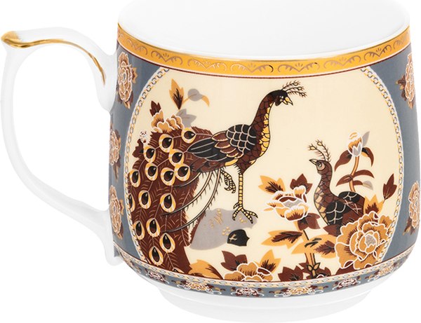 Кружка Elan Gallery Павлин на бежевом / 730856