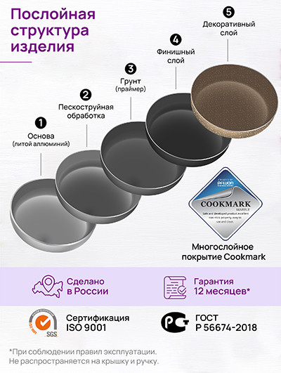 Сковорода Elan Gallery Гармония Вкуса Медовый гранит / 121167