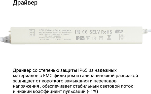 Панель светодиодная ETP ДВО 01-1x40-003 УХЛ4 / 358233-54