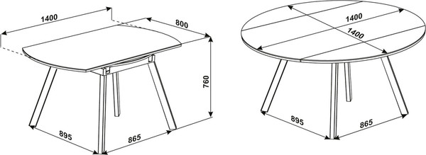 Обеденный стол ДСВ Раунд 140х80