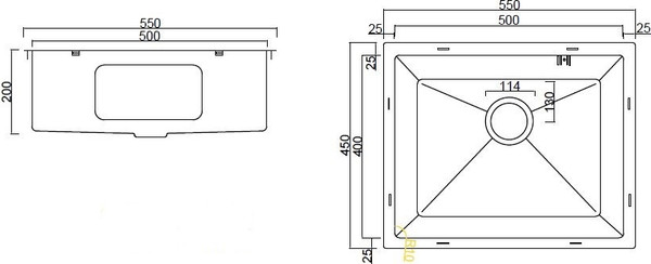 Мойка кухонная Basic Pvd Nano Decor 55x45