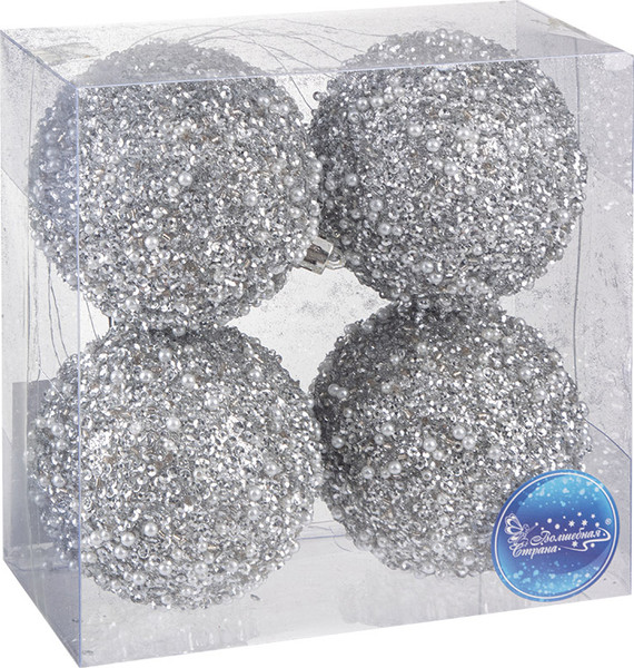 Набор шаров новогодних Волшебная страна Сияние серебряное / 110458 - фото