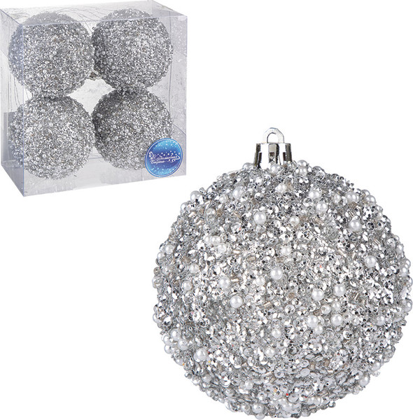 Набор шаров новогодних Волшебная страна Сияние серебряное / 110458