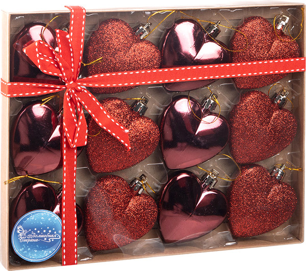 Набор елочных игрушек Волшебная страна Сердце бордовое / 110449 - фото