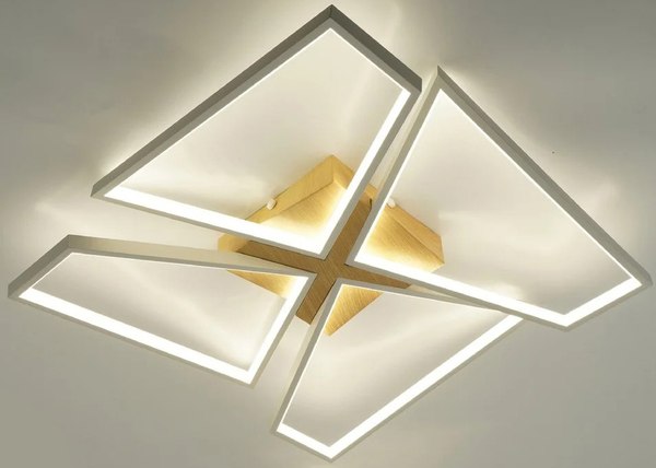 Люстра Estares Orlando 120W S-APP-550x550x90-WHITE/WOOD/WHITE-220-IP20 - фото