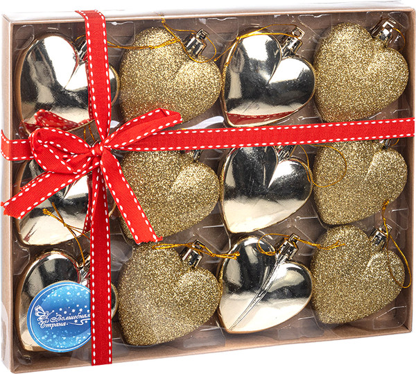 Набор елочных игрушек Волшебная страна Сердце золотое / 110447 - фото