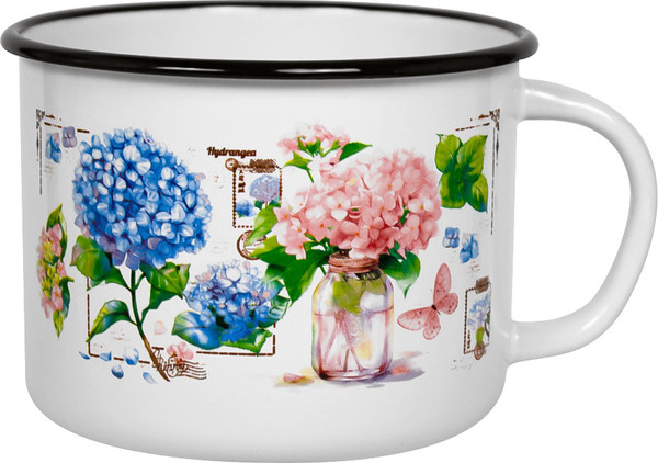Кружка Лысьвенские эмали Букет гортензий С-0107/4ЭК - фото