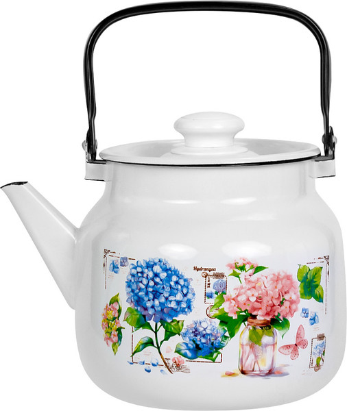 Чайник Лысьвенские эмали Букет гортензий С-2713 П2/4РчЭК - фото