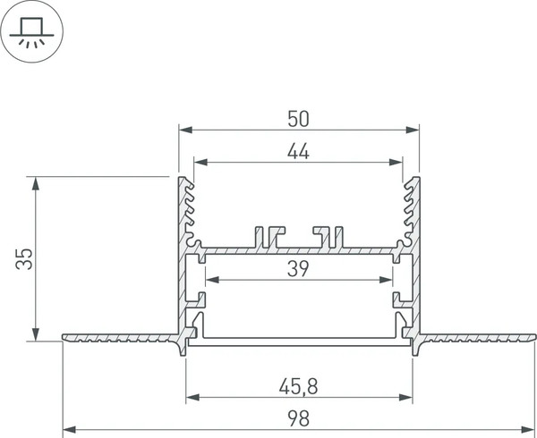 Угол профиля для светодиодной ленты Arlight SL-LINIA45-FANTOM / 030107