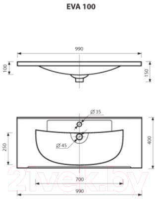 Умывальник Misty Evva-100 D / Р-Евв14100-Д