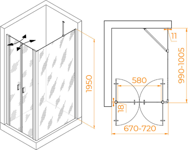 Душевой уголок RGW PA-144B / 060814470-14