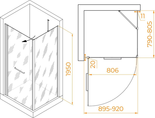 Душевой уголок RGW PA-148B / 020814898-14