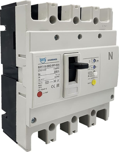 Дифференциальный автомат Wilderness BX-DAM11LY-250/4300C 4P C200 / BXY250-200C-003-03A - фото