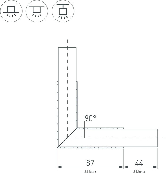Угол профиля для светодиодной ленты Arlight PLS-LOCK-H25-L90 / 026133