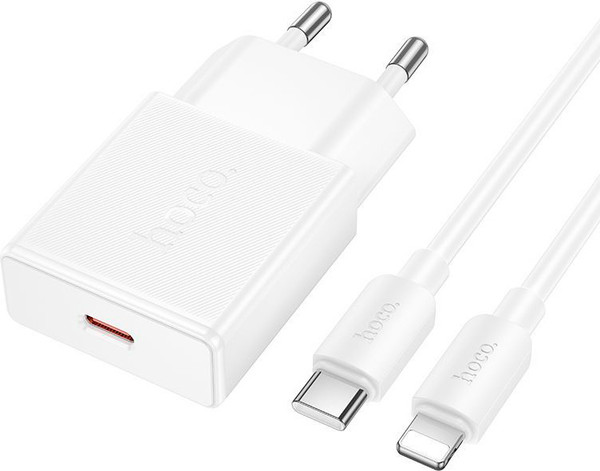 Зарядное устройство сетевое Hoco N72 + кабель Lightning-Type-C - фото