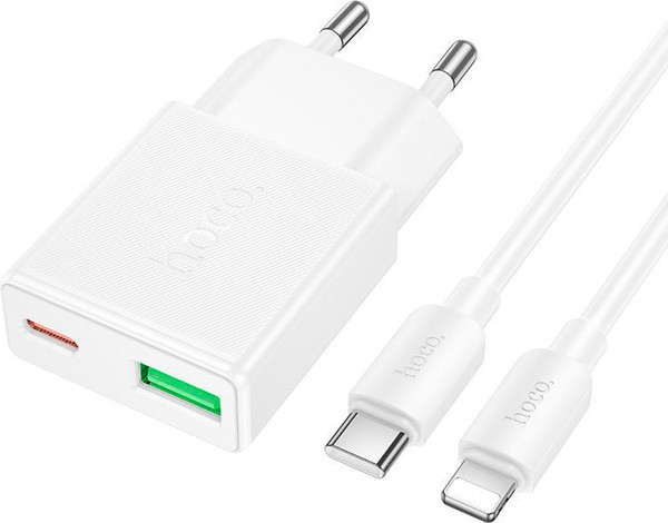 Зарядное устройство сетевое Hoco N73 + кабелем Lightning-Type-C - фото