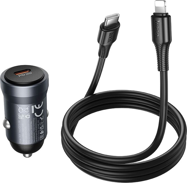 Зарядное устройство автомобильное Hoco Z62A + кабель Lightning-Type-C - фото