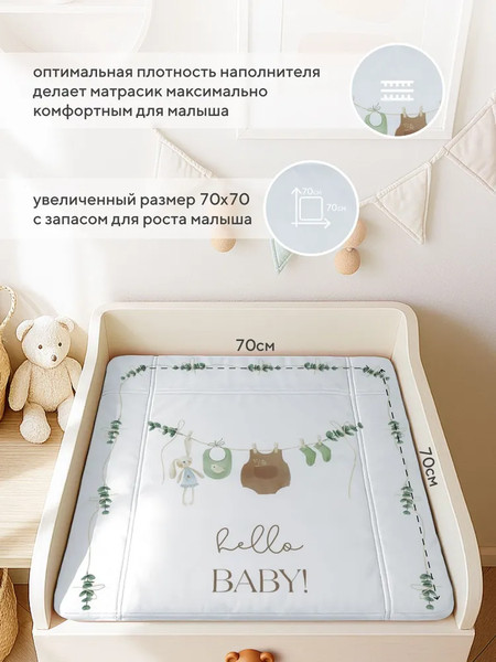 Пеленальный матрас Rant Hello baby с сумкой oxford
