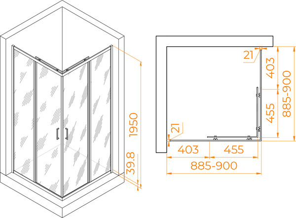 Душевой уголок RGW PA-030B / 3508103099-14