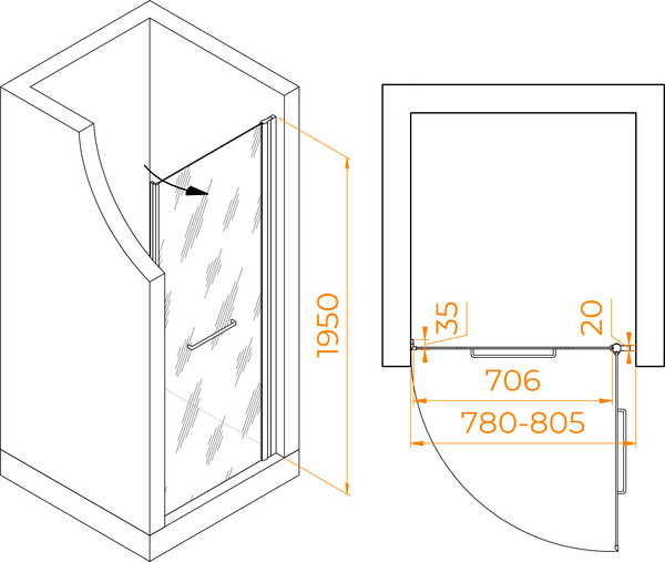 Душевая дверь RGW PA-103W / 020810308-15