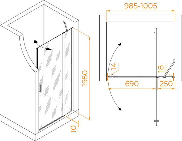 Душевая дверь RGW LE-004Gr / 351200410-110