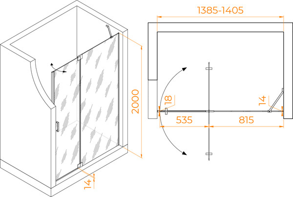 Душевая дверь RGW HO-014Gr / 350601414-210