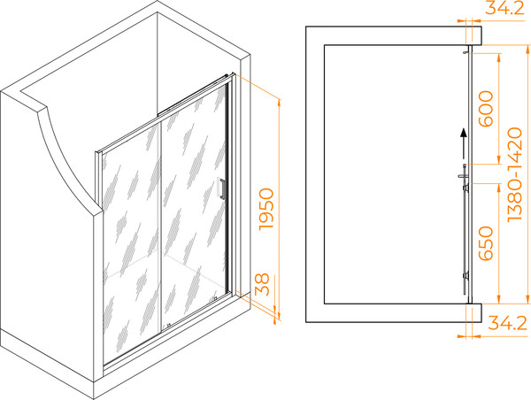 Душевая дверь RGW PA-14Gr / 41081414-110