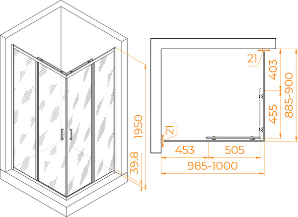 Душевой уголок RGW PA-040B / 3508104090-14