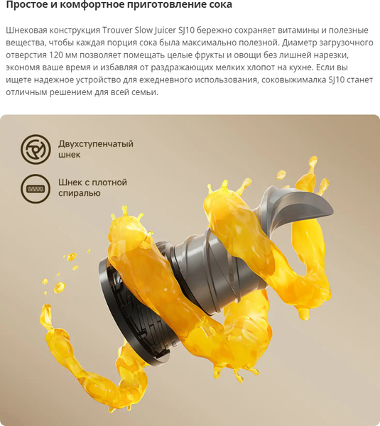 Соковыжималка электрическая Trouver Slow Juicer SJ10