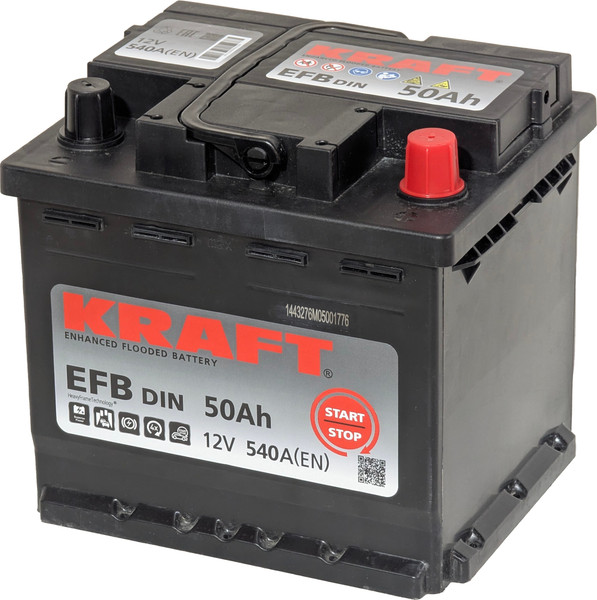 Автомобильный аккумулятор KrafT EFB R+ 540A / EFB-L1 - фото