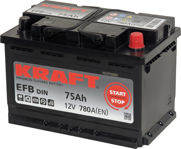 Автомобильный аккумулятор KrafT EFB R+ 780A / EFB-L3. - фото