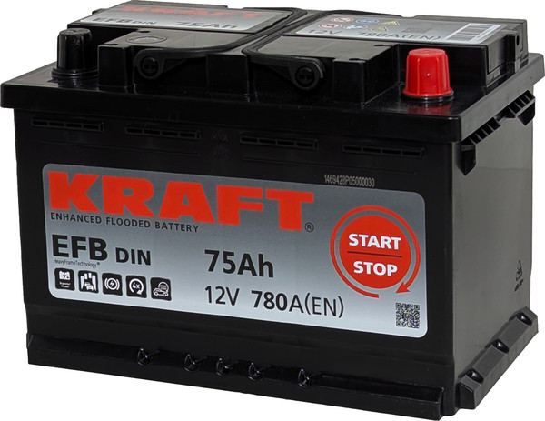 Автомобильный аккумулятор KrafT EFB R+ 780A / EFB-L3.