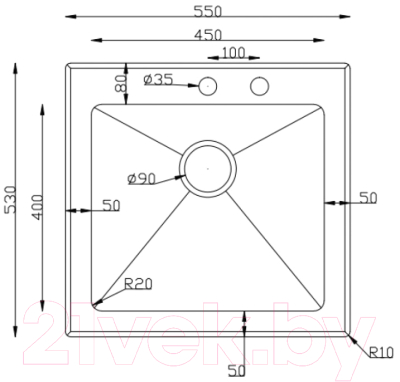 Мойка кухонная ZORG GS 5553