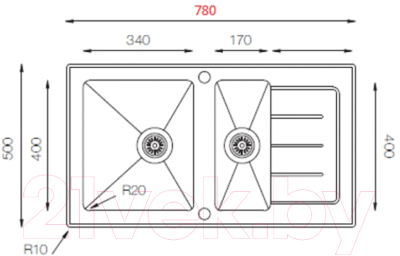 Мойка кухонная ZORG GS 7850-2 (черный)