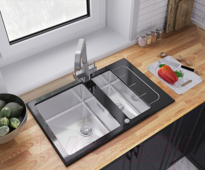 Мойка кухонная ZORG GS 7850-2 (черный)