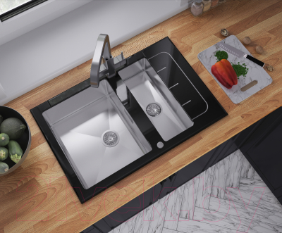 Мойка кухонная ZORG GS 7850-2 (черный)