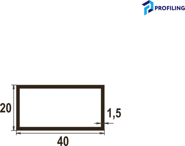 Труба алюминиевая Profiling Прямоугольная профильная 40x20 2м