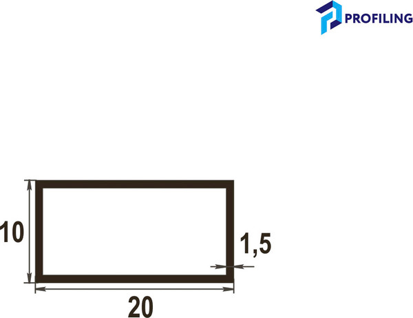 Труба алюминиевая Profiling Прямоугольная профильная 20x10 2м