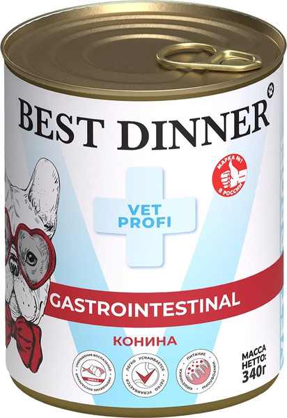 Влажный ветеринарный корм для собак Best Dinner Gastro Intestinal Exclusive Конина - фото
