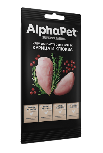 Лакомство для кошек AlphaPet Superpremium Крем с курицей и клюквой / 340000