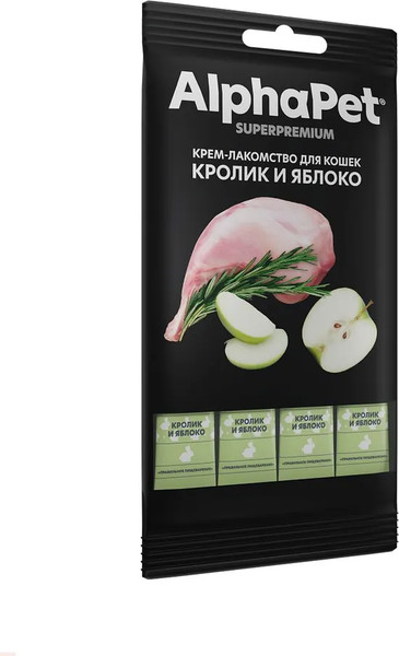 Лакомство для кошек AlphaPet Superpremium Крем с кроликом и яблоком / 340003