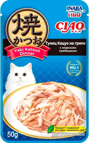 Влажный корм для кошек Inaba Тунец Кацуо на гриле с морским гребешком - фото