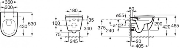 Унитаз подвесной Roca Ona Rimless 530 / A346687000