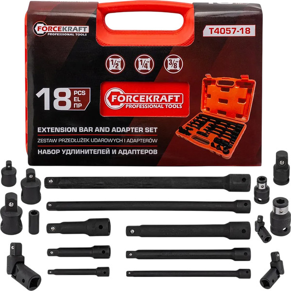 Набор удлинителей слесарных ForceKraft И адаптеров FK-T4057-18 - фото