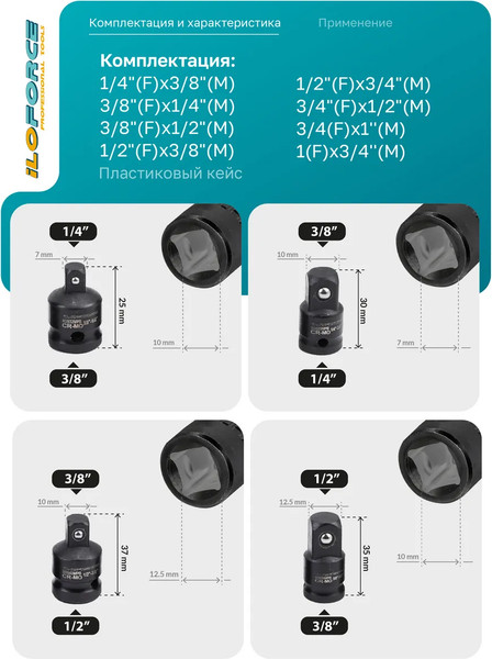 Набор адаптеров слесарных ILOforce Ударных IF-4089MPB