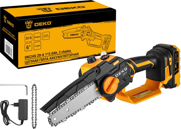 Пила цепная аккумуляторная Deko DKCHS 20-6 / 063-4307-2 - фото
