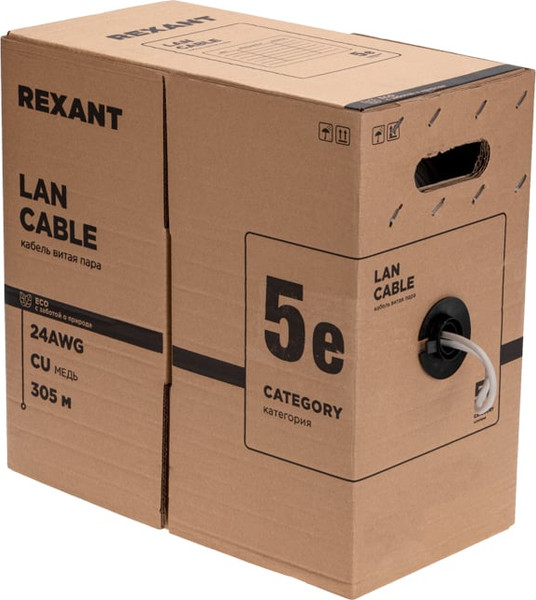 Кабель Rexant U/UTP CAT 5e PE 4PR 24AWG / 01-0045-R - фото
